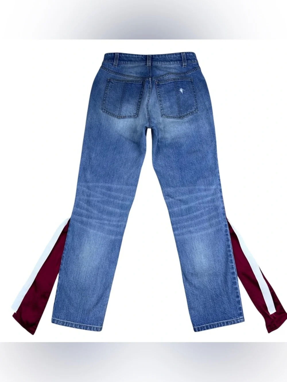 Hellessy High Rise Straight Leg Grosgrain Stripe Side Trim Jeans 28x29 Festival